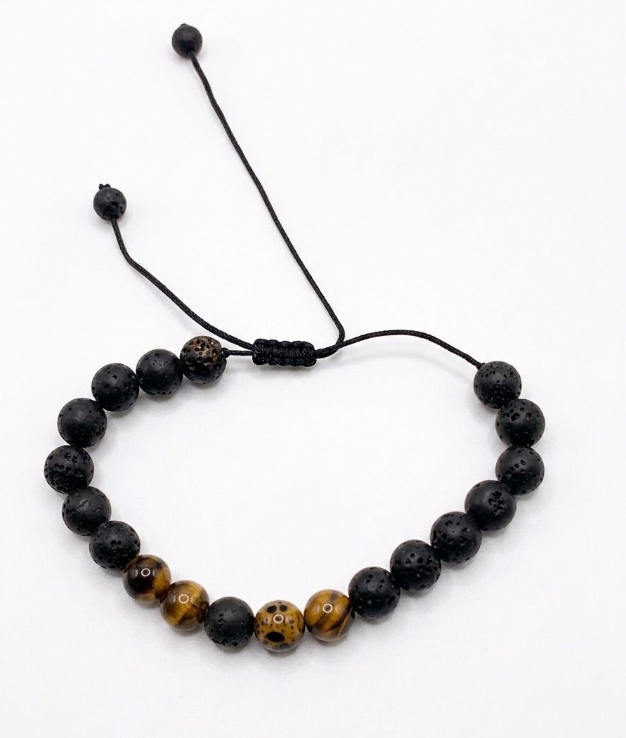 Pulsera Piedra Volcánica y Ojo de Tigre